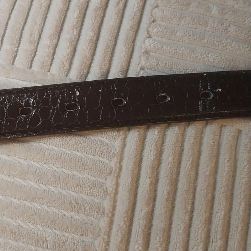 Men's Brown Glossy Leather Belt Dress Basic Classic Capsule Preowned